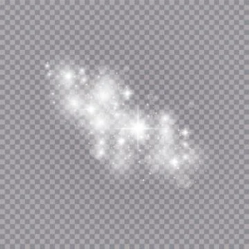 Glowing light effect with many glitter particles isolated on transparent Illustrazione stock