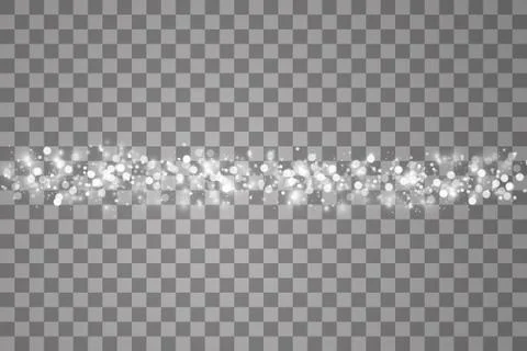 Glowing light effect with many glitter particles on line isolated on transparent Stock Illustration