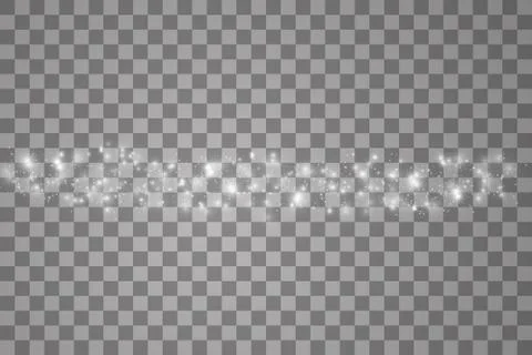 Glowing light effect with many glitter particles on line isolated on transparent Stock Illustration