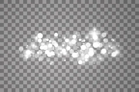 Glowing light effect with many glitter particles isolated on transparent Illustrazione stock