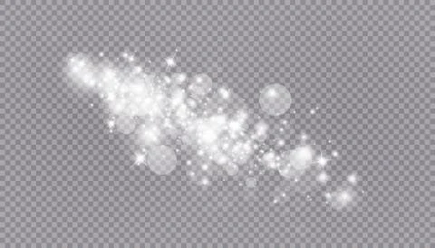 Glowing light effect with many glitter particles isolated on transparent Stock Illustration