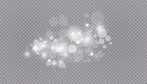 Glowing light effect with many glitter particles isolated on transparent Stock Illustration