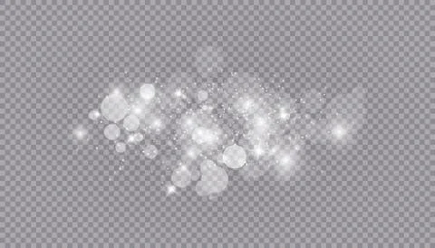Glowing light effect with many glitter particles isolated on transparent Stock Illustration