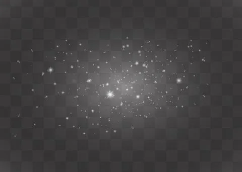 Glowing light effect with many glitter particles isolated on transparent back Stock Illustration