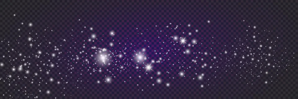 Glowing light effect with many glitter particles isolated on transparent Stock Illustration