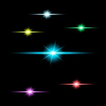 Glowing light effect set. Vector illustration. 스톡 일러스트