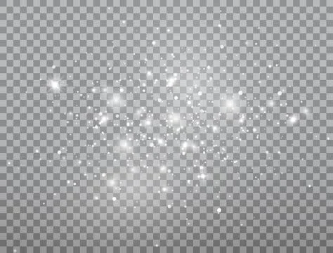 Glowing light effect. Shining snow composition. Bright white sparkles on Stock Illustration