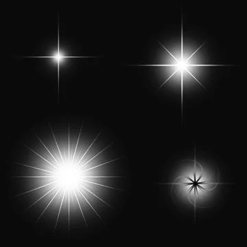 Glowing Light Effect Sparkle Icons Sunburst Overlay Design Elements Stock Illustration