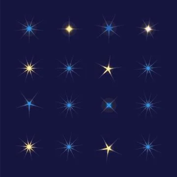 Glowing light effect star. Sparkle lights vector Illustrazione stock