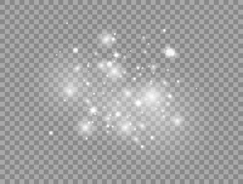 Glowing light effect on transparent background. Bright white stars explosion  Stock Illustration