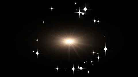 Glowing light effects on black background with sparkling stars Video stock 338235173