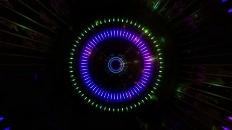 Glowing light effects tunnel 3d illustration background video vj loop Stock Footage 144307434