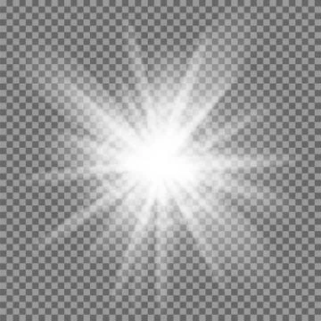 Glowing light explodes isolated on transparent background. Vector illustratio Illustrazione stock