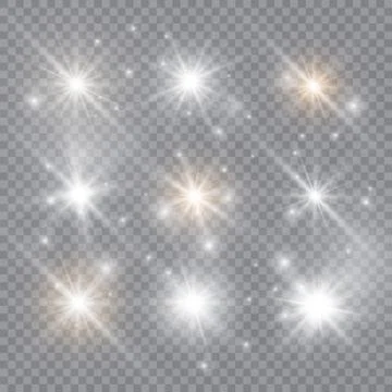 Glowing light explodes on a transparent background. Sparkling magical dust pa Illustrazione stock