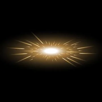 Glowing light with flying comets, golden color Stock Illustration