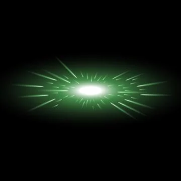 Glowing light with flying comets, green color Stock Illustration
