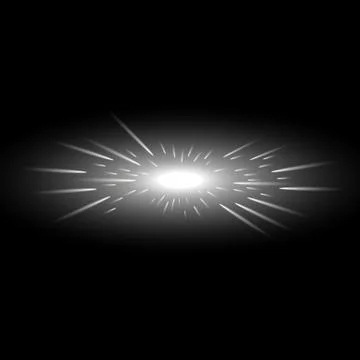 Glowing light with flying comets, white color Stock Illustration