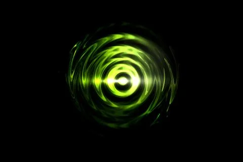 Glowing light green vortex on black backdrop, abstract background Stock Illustration