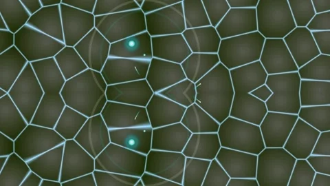 Glowing light inside cellular pattern on dark green background Stock Footage 331643588
