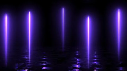 Glowing light laser streaks falling down animation on black background . Ab.. Illustrazione stock