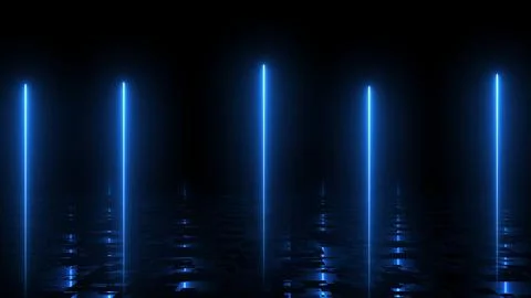 Glowing light laser streaks falling down animation on black background . Ab.. Illustrazione stock