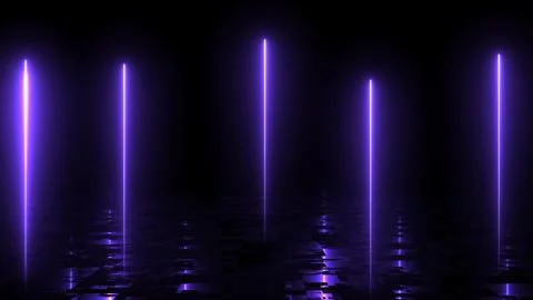 Glowing light laser streaks falling down animation on black background . Ab.. Illustrazione stock