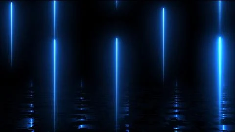 Glowing light laser streaks falling down animation on black background . Ab.. Illustrazione stock