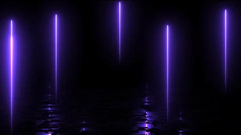 Glowing light laser streaks falling down animation on black background . Ab.. Illustrazione stock