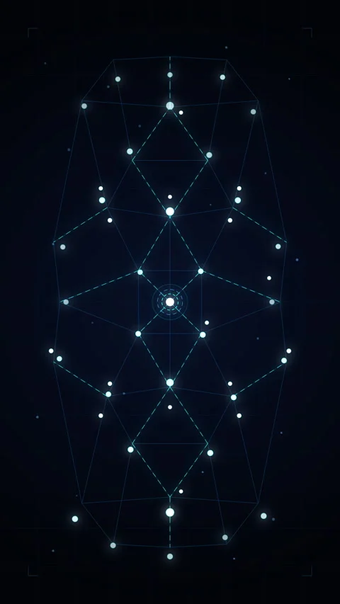 Glowing light network motion graphic loop with abstract blue dots shape Stock Footage 346646380