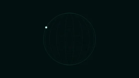 Glowing light point orbiting around a dark wireframe sphere abstract digita.. Stock-Footage 346444936