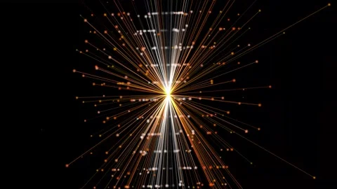 Glowing light rays with glitter particles on plain black background Stock Footage 264006912