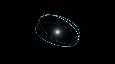 Glowing light rings orbit a central core Stock Footage 339677771