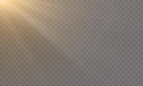 Glowing light shine on transparent background. Abstract sun ray or sunlight b Illustrazione stock
