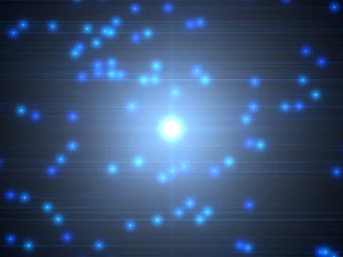 Glowing light sources and big source on center. Stock Illustration