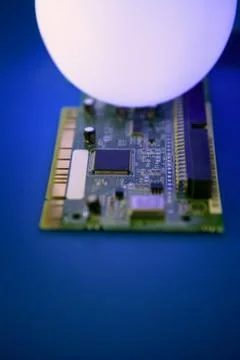 Glowing light sphere technologic electronic circuit Stock Photos