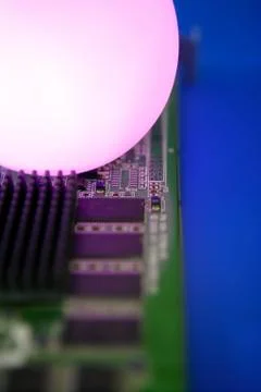 Glowing light sphere technologic electronic circuit Stock Photos
