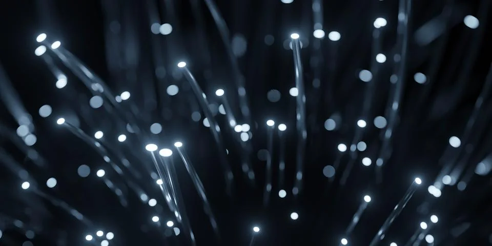 Glowing Light Strands in Dark Background Stock Illustration