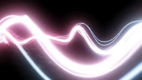 Glowing Light Streaks Moving Horizontally Across Black Background Stock Footage 314241909