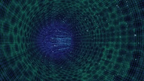 Glowing light streaks through data tunnel-view2 Stock Footage 76242089