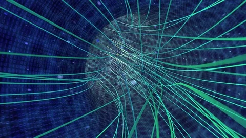 Glowing light streaks through data tunnel-view3 Stock Footage 76242104