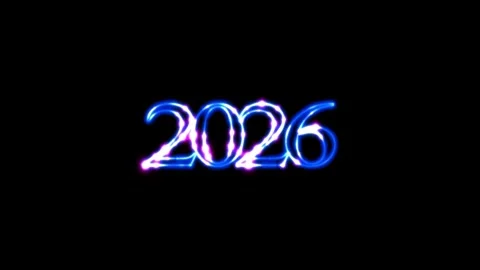 Glowing light text 2026 animated background with festive new year celebration Stock Footage 321950989