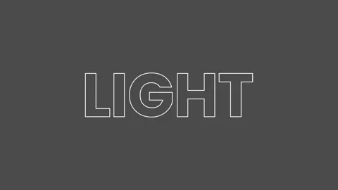 Glowing light text with lens flare effect animation isolated on grey background Vídeo Stock 330230004