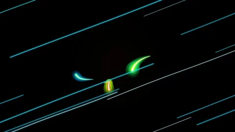 Glowing light trails on a black background, with lines Stock Footage 331643672