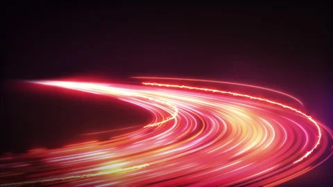 Glowing light trails creating dynamic abstract speed highway Stockbeeldmateriaal 329054316
