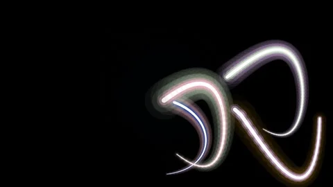 Glowing light trails on a dark black background (1) Video stock 331643691