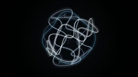 Glowing light trails form a complex spherical knot of energy Stock Footage 342215681