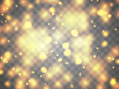Glowing light on a transparent background. Glowing particles, magic glow. Spa Illustrazione stock