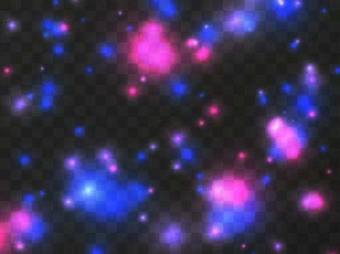Glowing light on a transparent background. Glowing particles blue and pink Stock Illustration