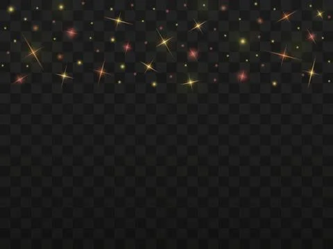 Glowing light on a transparent background. Shiny particles. Magic sparks. Glo 스톡 일러스트
