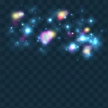 Glowing light on a transparent background. Shiny particles. Magic sparks. Glow Illustrazione stock